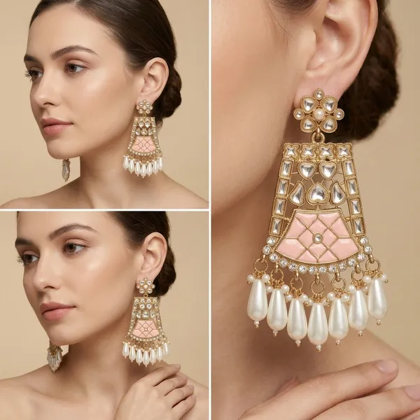 Pink_&_Silver_Meenakari_Polki_Pearl_Drop_Jhumka_Earrings_For_Women