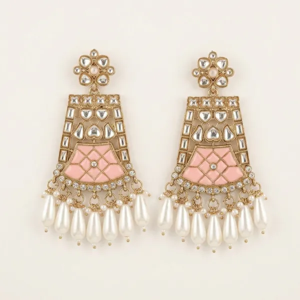 Pink_&_Silver_Meenakari_Polki_Pearl_Drop_Jhumka_Earrings_For_Women