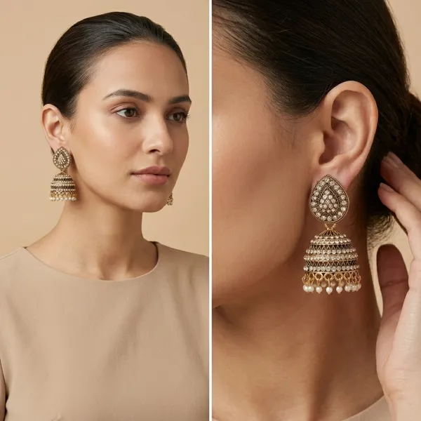 Golden_Alloy_Antique_Finish_Pearl_Drop_Jhumka_Earrings_For_Women