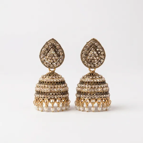 Golden_Alloy_Antique_Finish_Pearl_Drop_Jhumka_Earrings_For_Women
