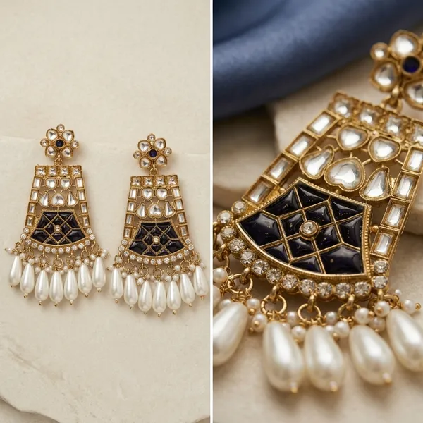 Black_&_Silver_Meenakari_Kundan_Bell_Jhumka_Earrings_For_Women