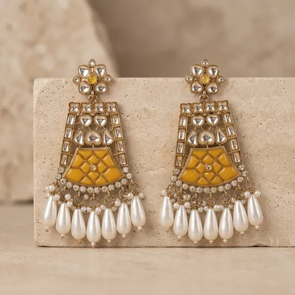 Silver_&_Yellow_Meenakari_Kundan_Pearl_Drop_Jhumka_Earrings_For_Women