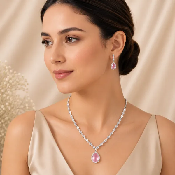 Pink_&_Silver_American_Diamond_Necklace_Set_For_Women