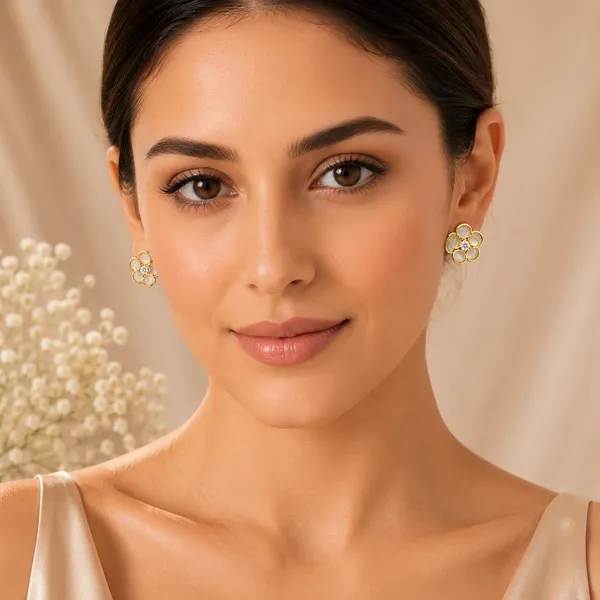 White_and_Golden_Stud_Earings