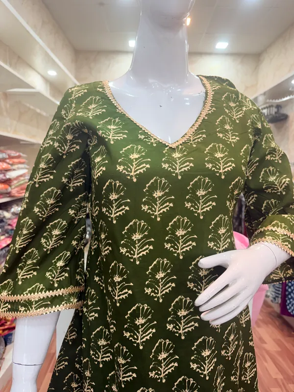 Green_Elegant_Design_Farsi_Pant_With_A_Line_Kurti_Dupatta_For_Women