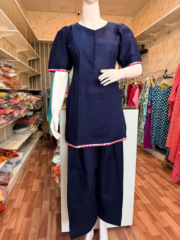 Navy_Blue_Elegant_Design_Farsi_Salwar_Kurti_Dupatta_3_Pcs_Set_For_Women