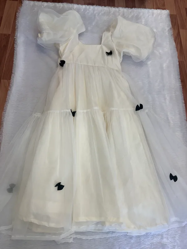 White_Elegant_Design_Pleated_Bow_Detail_Midi_Dress_For_Women_For_Women