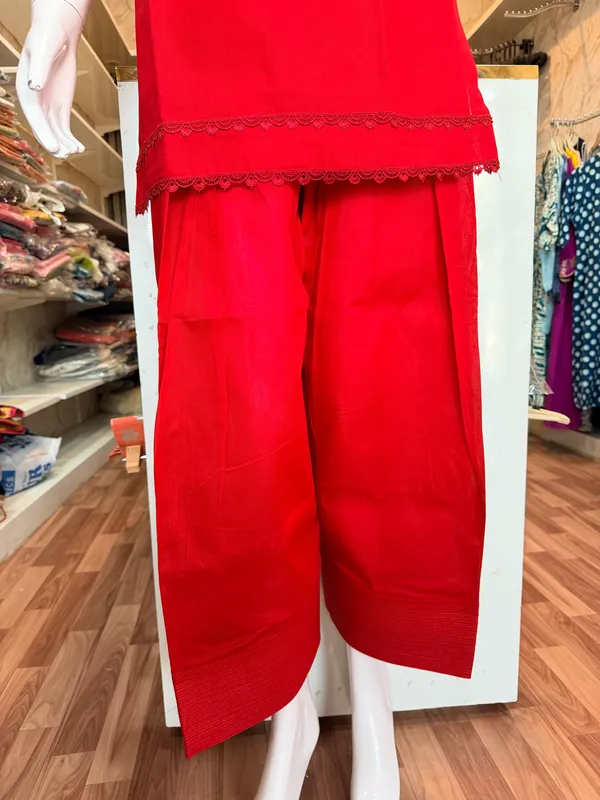 Red_Elegant_Design_Farsi_Salwar_Short_Kurti_For_Women