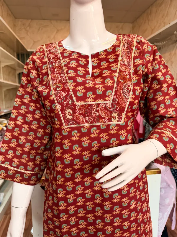 Coffee_Brown_Elegant_Design_Farsi_Salwar_Short_Kurti_Dupatta_3_Pcs_Set_For_Women