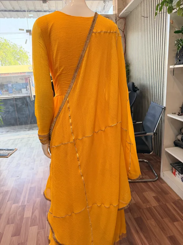 Yellow_Elegant_Design_Anarkali_Suit_3_Pcs_Set_For_Women