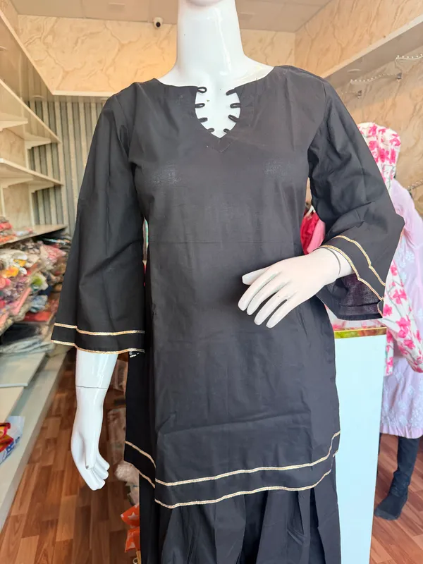Black_Elegant_Design_Farsi_Salwar_Short_Kurti_Dupatta_3_Pcs_Set_For_Women