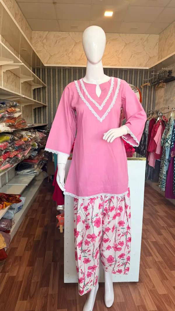 Pink_Elegant_Design_Farsi_Salwar_Short_Kurti_For_Women