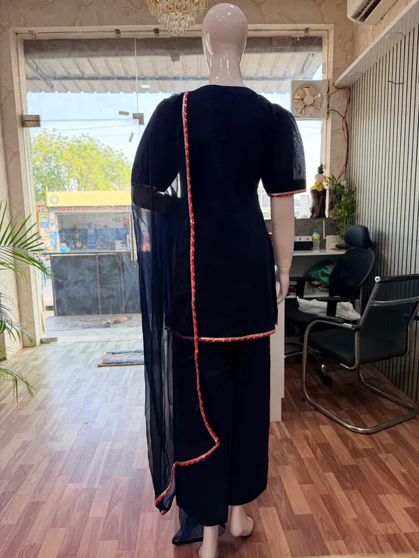 Navy_Blue_Elegant_Design_Farsi_Salwar_Kurti_Dupatta_3_Pcs_Set_For_Women