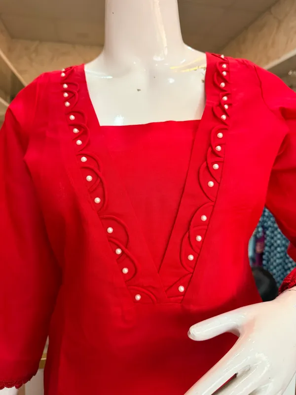 Red_Elegant_Design_Farsi_Salwar_Short_Kurti_For_Women