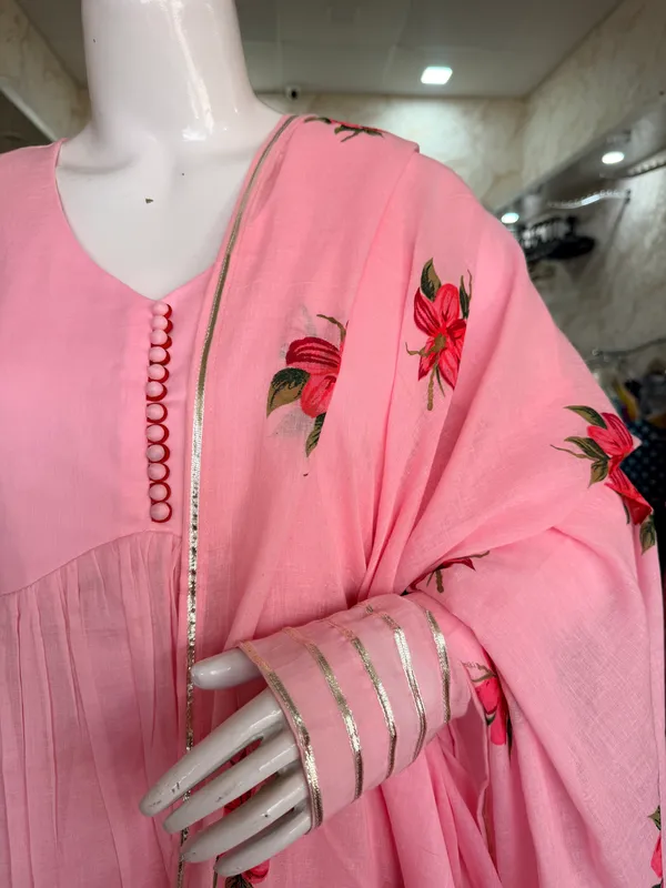 Pink_Elegant_Design_Anarkali_Pant_Kurti_3_Pcs_Set_For_Women