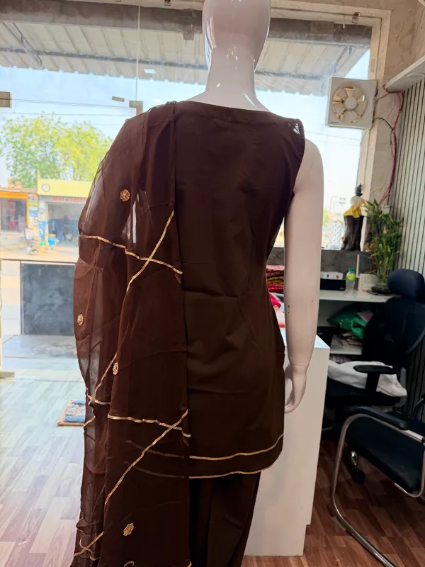 Brown_Elegant_Design_Farsi_Salwar_Suit_3_Pcs_Set_Dupatta_For_Women