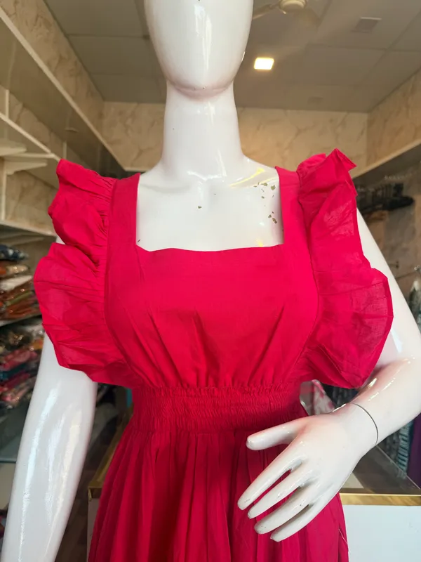 Rani_Pink_Elegant_Design_Ruffle_Sleeve_Dress_For_Women
