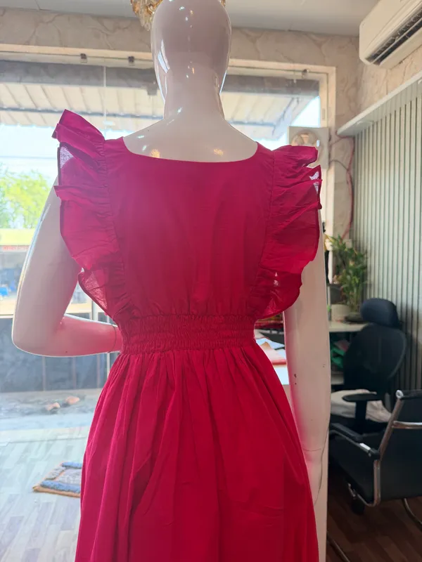 Rani_Pink_Elegant_Design_Ruffle_Sleeve_Dress_For_Women