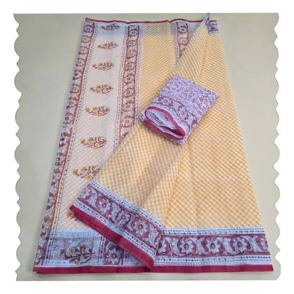 Pastle_Orange_Kota_Cotton_Saree_For_Womens