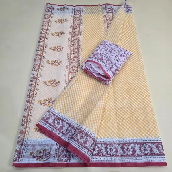Pastle_Orange_Kota_Cotton_Saree_For_Womens