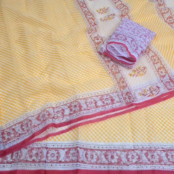 Pastle_Orange_Kota_Cotton_Saree_For_Womens