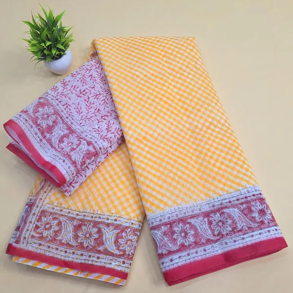 Pastle_Orange_Kota_Cotton_Saree_For_Womens