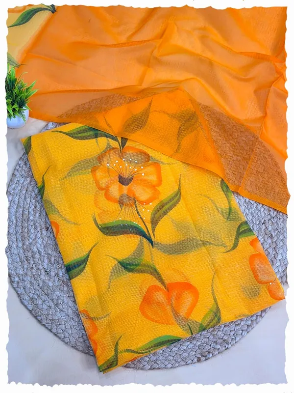 Mustared_Yellow_Kota_Cotton_Dress_Material_For_Womens
