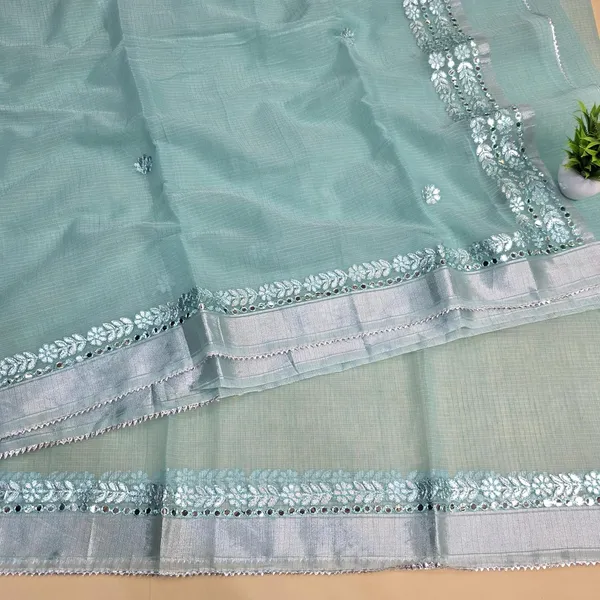 Sea_Green_Kota_Cotton_Saree_For_Womens
