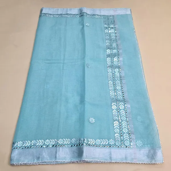 Sea_Green_Kota_Cotton_Saree_For_Womens