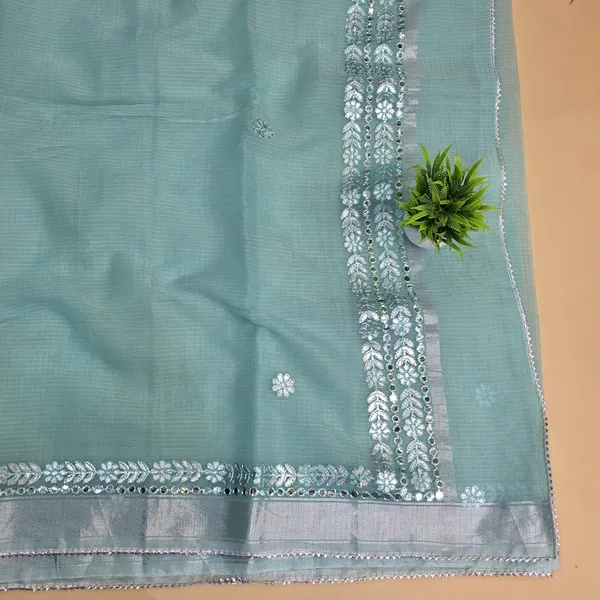 Sea_Green_Kota_Cotton_Saree_For_Womens