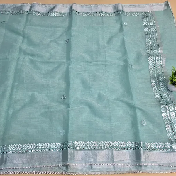 Sea_Green_Kota_Cotton_Saree_For_Womens