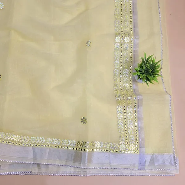 Lemon_Yellow_Kota_Cotton_Saree_For_Womens