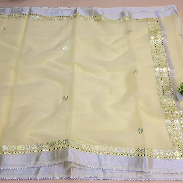 Lemon_Yellow_Kota_Cotton_Saree_For_Womens