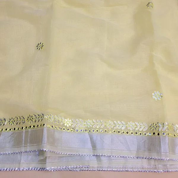 Lemon_Yellow_Kota_Cotton_Saree_For_Womens