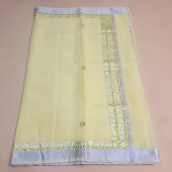 Lemon_Yellow_Kota_Cotton_Saree_For_Womens
