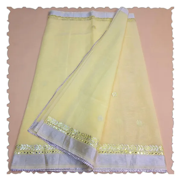Lemon_Yellow_Kota_Cotton_Saree_For_Womens