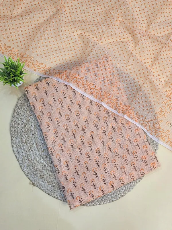 Pastel_Orange_Kota_Cotton_Dress_Material_For_Womens