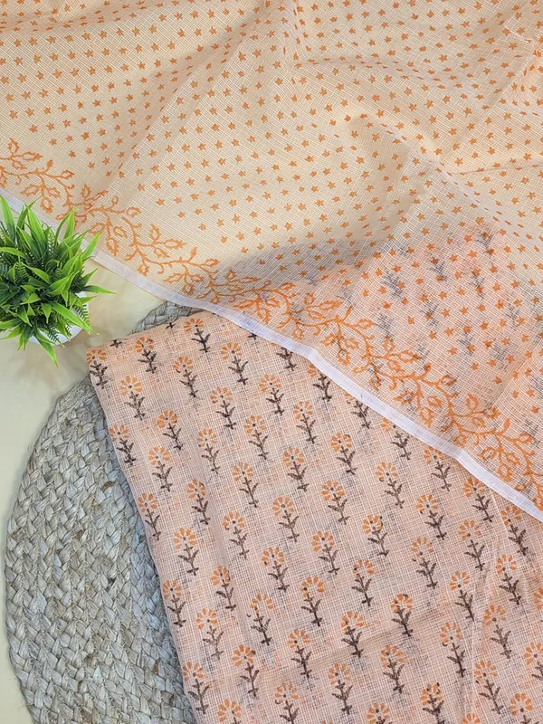 Pastel_Orange_Kota_Cotton_Dress_Material_For_Womens