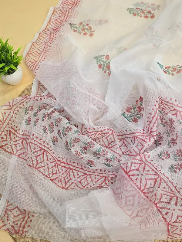 White_And_Red_Kota_Cotton_Printed_Suit_Set_With_Dupatta_For_Womens
