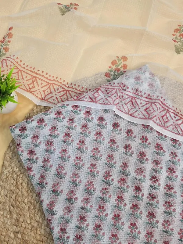 White_And_Red_Kota_Cotton_Printed_Suit_Set_With_Dupatta_For_Womens