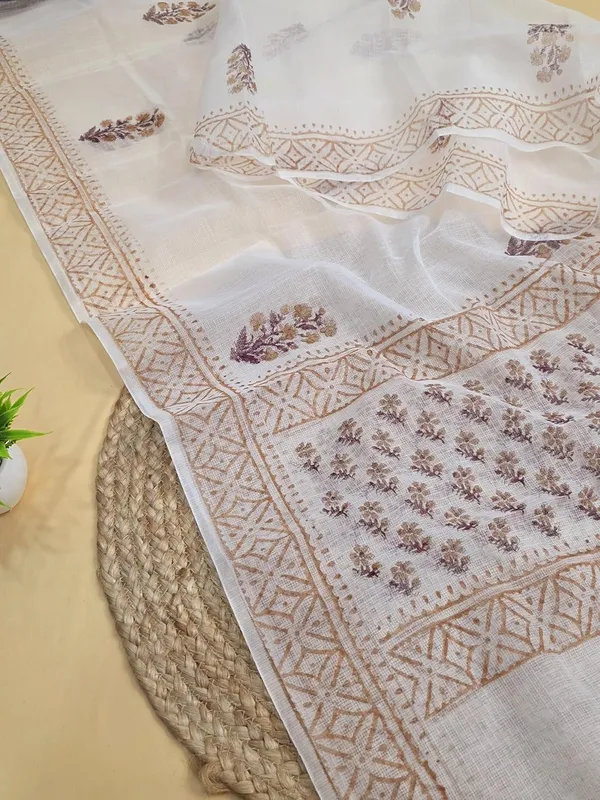 White_And_Brown_Kota_Cotton_Printed_Suit_Set_For_Womens