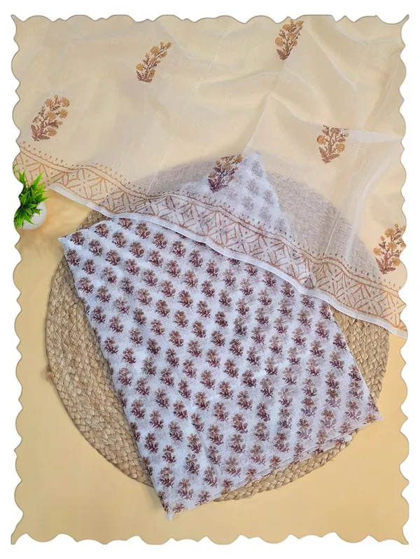White_And_Brown_Kota_Cotton_Printed_Suit_Set_For_Womens