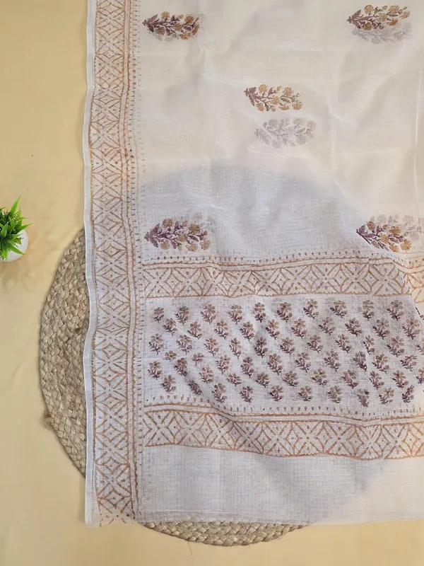 White_And_Brown_Kota_Cotton_Dress_Material_For_Womens