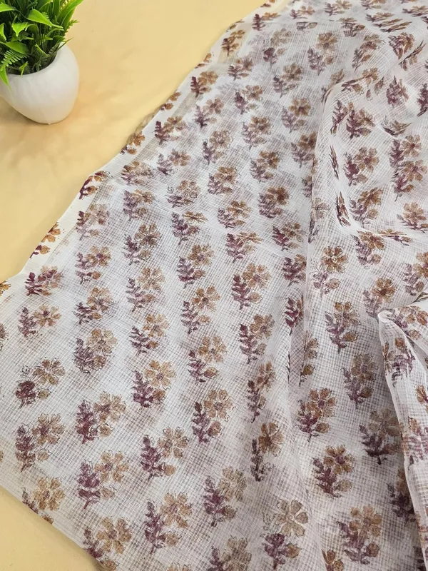 White_And_Brown_Kota_Cotton_Dress_Material_For_Womens