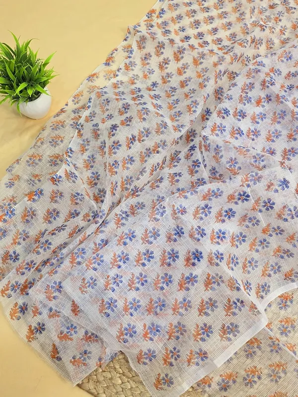 White_With_Blue_Kota_Cotton_Dress_Material_For_Womens