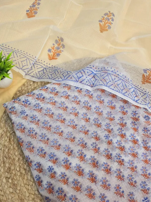 White_With_Blue_Kota_Cotton_Dress_Material_For_Womens
