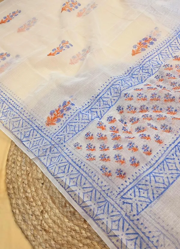White_With_Blue_Kota_Cotton_Dress_Material_For_Womens