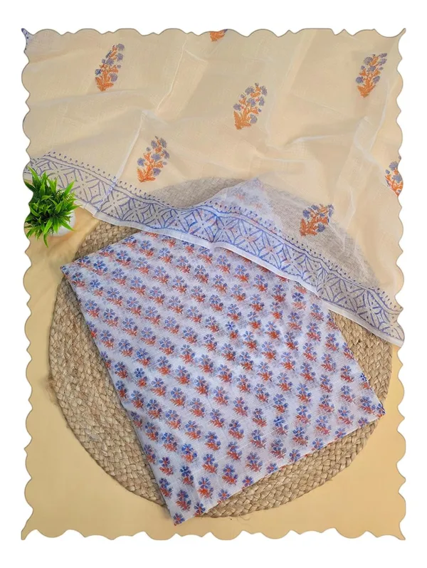 White_With_Blue_Kota_Cotton_Dress_Material_For_Womens