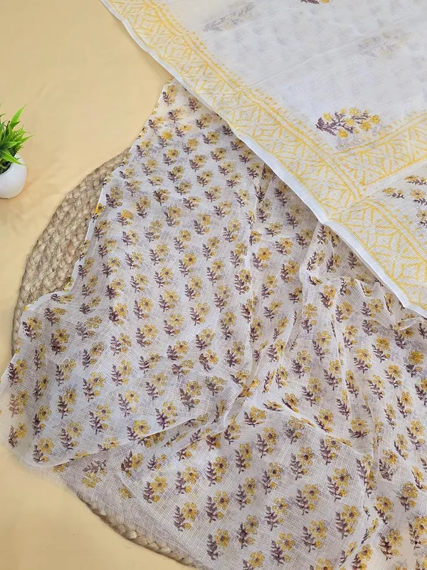 White_And_Yellow_Kota_Cotton_Suit_Unstiched_Dress_Material_For_Womens