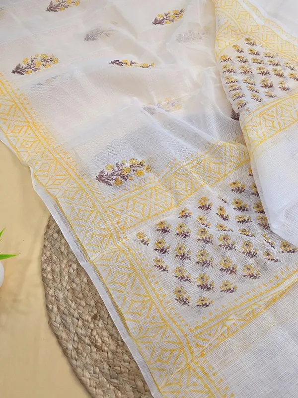 White_And_Yellow_Kota_Cotton_Suit_Unstiched_Dress_Material_For_Womens